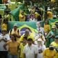 Supporters of the Brazilian President Jair Bolsonaro take part in a protest against the National Congress and the Supreme Court while wearing protective face masks to prevent the spread of the new Coronavirus, COVID-19, in Brasilia, on March 15, 2020