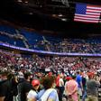 The upper section of the arena is seen partially empty as US President Donald Trump speaks during a campaign rally at the BOK Center on June 20, 2020 in Tulsa, Oklahoma