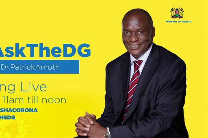 Poster shared by Ministry of Health Director General Patrick Amoth on his weekly Coronavirus help desk hour