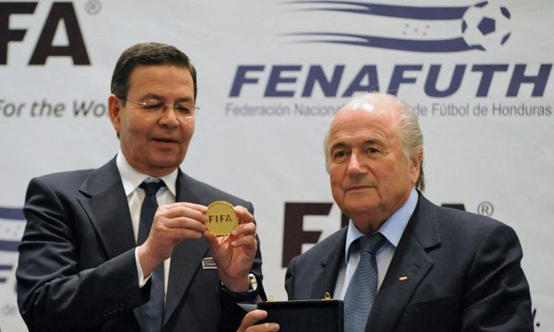 Rafael Callejas, shown here in 2011 with former FIFA president Sepp Blatter, pleaded guilty in FIFAgate