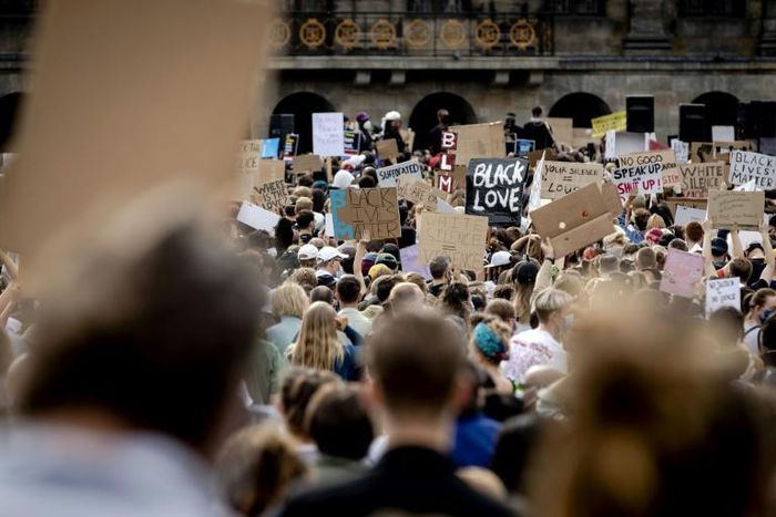 Protesters demonstrated in Amsterdam over the death of George Floyd in Minnesota