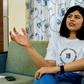 Shreya Siddanagowder gestures during an interview with AFP at her home in Pune, more than two years after she had both hands transplanted