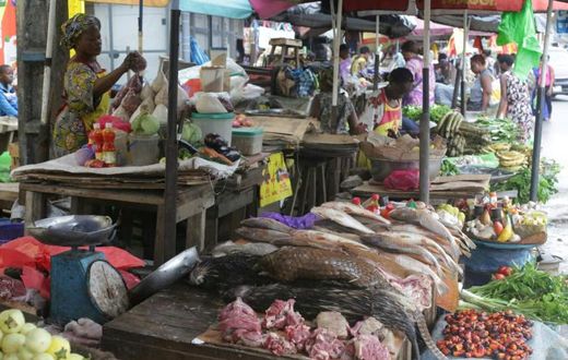 A market in Gabon's capital where bushmeat is sold, including pangolins, whose popularity has plummeted since it was blamed for transmitting coronavirus to humans