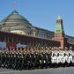 Soldiers from China's People's Liberation Army march on Red Square in Moscow during a June 2020 parade to mark the 75th anniversary of the Soviet victory over Nazi Germany, amid US pressure for both Russia and China to join nuclear arms talks