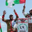 President Pierre Nkurunziza, right, and his hand-picked successor Evariste Ndayishimiye at a rally ahead of last week's elections