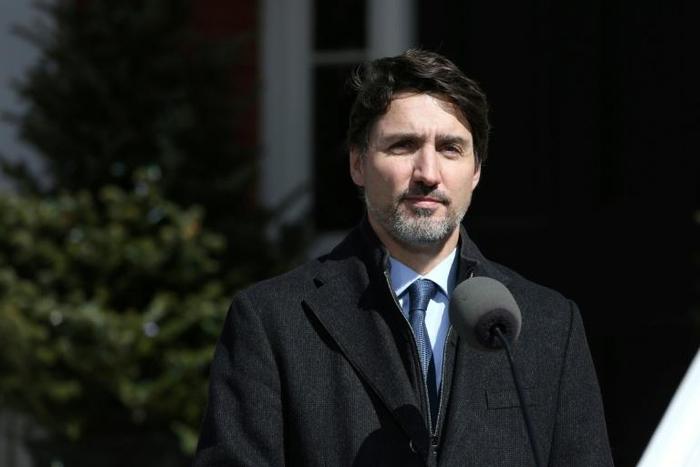 Canadian Prime Minister Justin Trudeau addresses a news conference on the coronavirus pandemic from his residence in Ottawa, where he and his family are self-isolating after his wife Sophie tested positive
