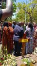 Former President Uhuru Kenyatta and Oburu Odinga at the grave of Raila Odinga in Bondo