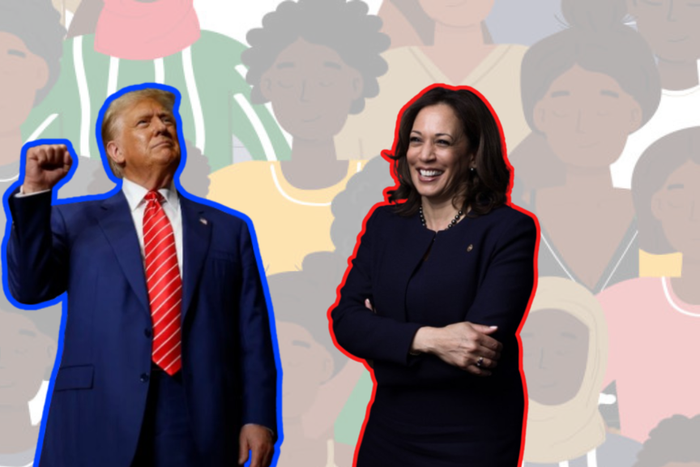 Collage of Donald Trump and Kamala Harris