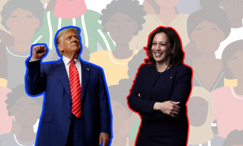 Collage of Donald Trump and Kamala Harris