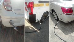 A car refueling at an autogas station