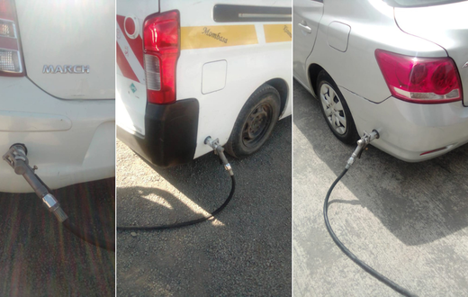 A car refueling at an autogas station