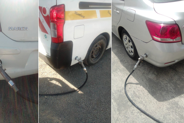 A car refueling at an autogas station