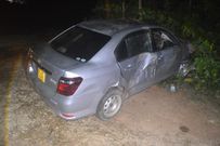 A car that crashed after a high speed chase by DCI detectives