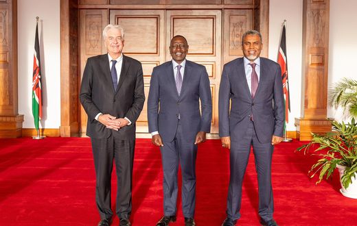 President William Ruto with CIA Director William J. Burns and NIS Director General Noordin Haji at State House, Nairobi on Monday October 28, 2024