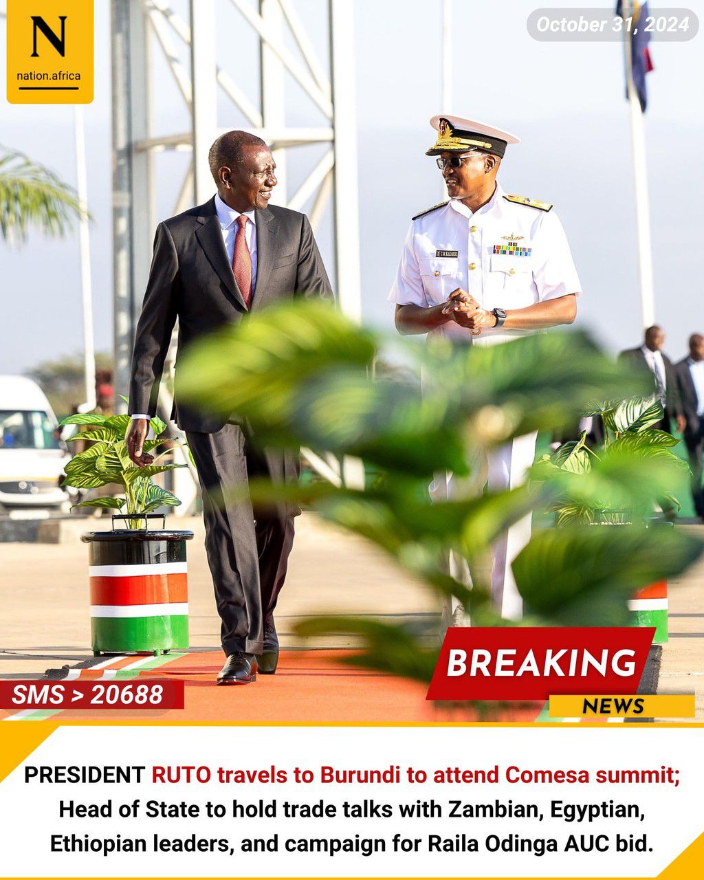 President William Ruto leaves for 23rd COMESA Summit