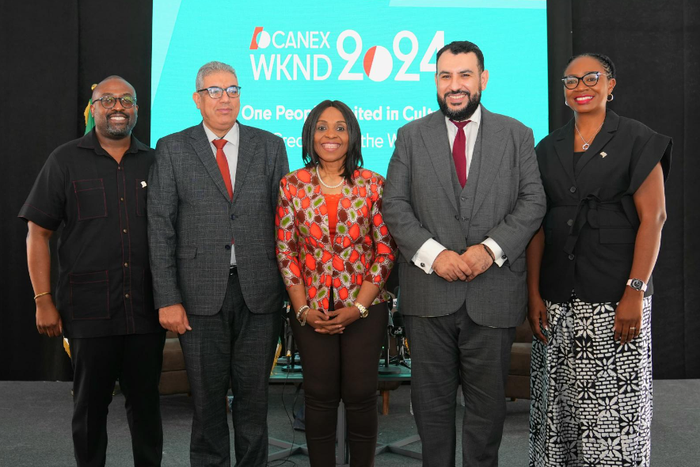 Left-Right: Mr. Temwa Gondwe, Senior Manager, Intra African Trade Bank, Afreximbank, Mr. Ismail Inezarene, Director of Cultural and Artistic Promotion, Algeria, Mrs Kanayo Awani, Executive Vice President for Intra African Trade and Export Development, ...