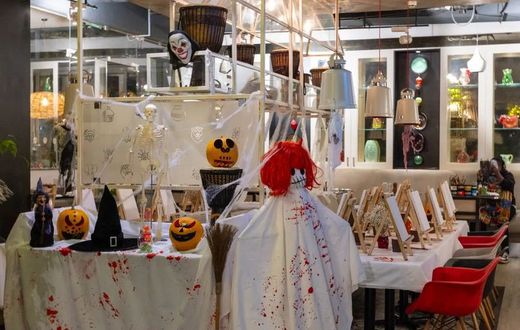 A hallowen party set up