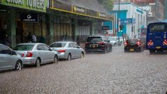 A photo of heavy rainfall being experienced in Nairobi
