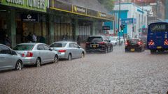 A photo of heavy rainfall being experienced in Nairobi