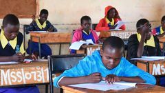 Students writing exams