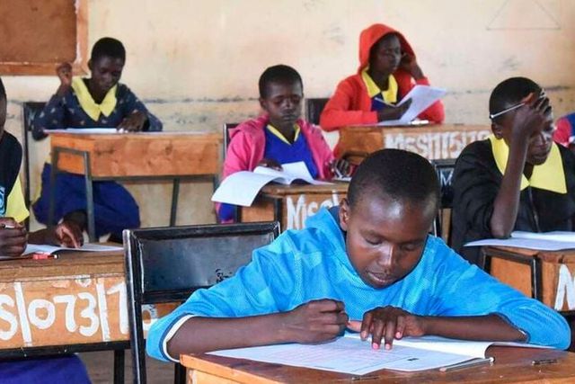 Students writing exams