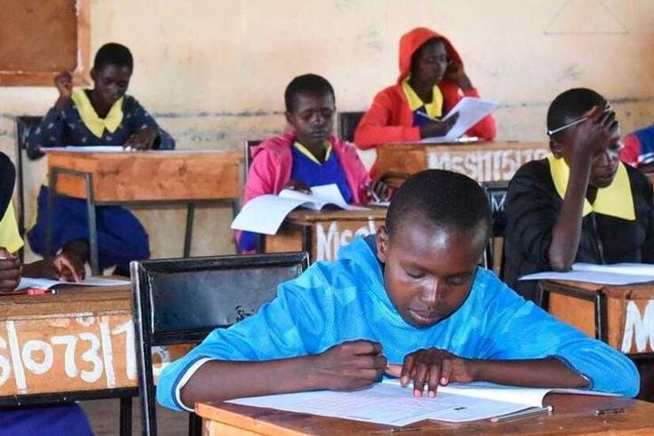 Students writing exams