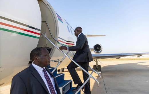 President William Ruto boarding the official presidential jet