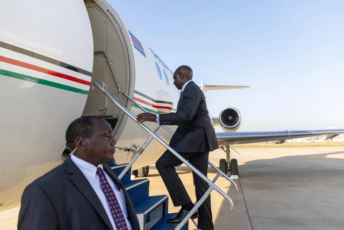 President William Ruto boarding the official presidential jet