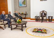 President William Ruto with U.K. Foreign Intelligence agency M16 Chief of Service Richard Moore and British High Commissioner to Kenya Neil Wigan, State House Nairobi on October 22, 2024