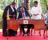 Deputy President Kithure Kindiki during his swearing-in ceremony at the Kenyatta International Convention Centre