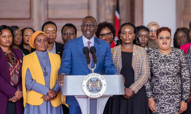 President William Ruto when he hosted women leaders at State House