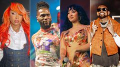A collage of Uncle Waffles, Burna Boy, Shenseea and Sean Paul