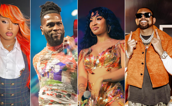 A collage of Uncle Waffles, Burna Boy, Shenseea and Sean Paul