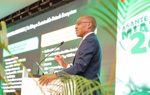 Safaricom CEO Peter Ndegwa during the company’s H1 2024 earnings presentation.
