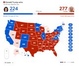 Provisional results of the U.S. presidential election show Donald Trump leading Kamala Harris
