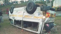 Wreckage of the accident along Kisumu-Kakamega Road