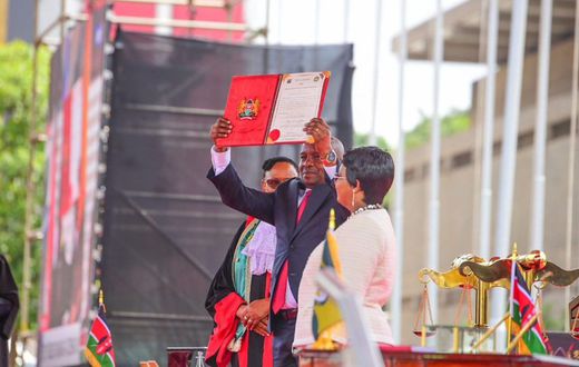 Prof Kithure Kindiki taking his oath of office as Kenya's deputy president on November 1, 2024.