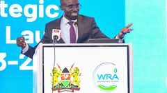 Cabinet Secretary for Water, Sanitation and Irrigation Eric Mugaa during the launch of the Water Resources Authority’s 5th Generation Strategic Plan (2023-2027) in Nairobi.