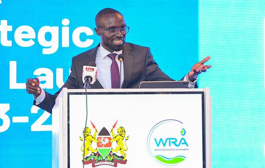 Cabinet Secretary for Water, Sanitation and Irrigation Eric Mugaa during the launch of the Water Resources Authority’s 5th Generation Strategic Plan (2023-2027) in Nairobi.