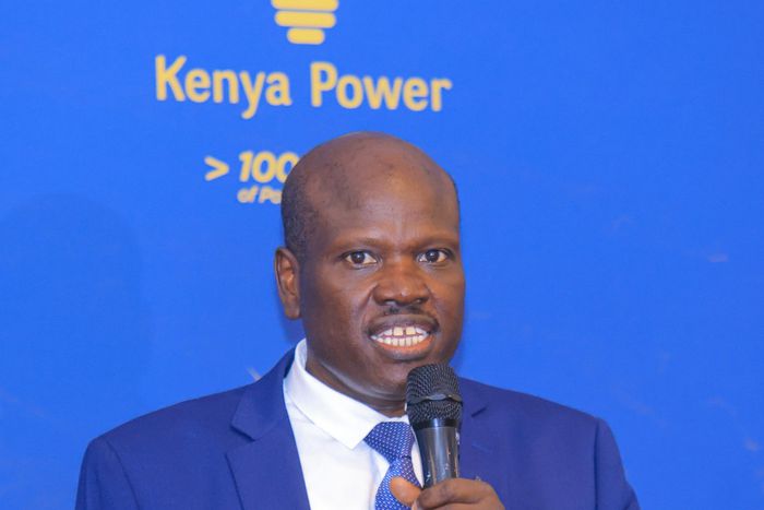 Kenya Power MD Joseph Siror presenting the company's full year results on October 29, 2024