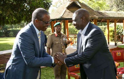 File image of President William Ruto with Evans Kidero