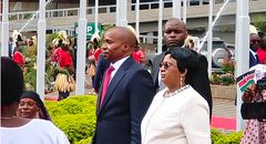 Deputy President Kithure Kindiki and his wife Joyce at KICC on November 1, 2024