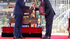 President William Ruto with Deputy President Kithure Kindiki at KICC, Nairobi on November 1, 2024