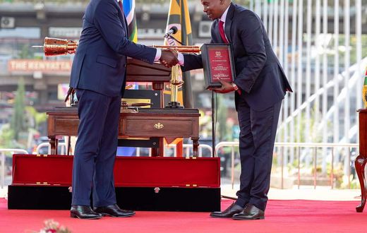 President William Ruto with Deputy President Kithure Kindiki at KICC, Nairobi on November 1, 2024