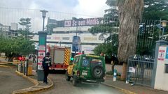 Fire engines entering Sarit Centre where a was drill happening