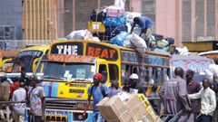 A matatu being loaded ready for travel
