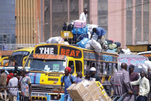 A matatu being loaded ready for travel