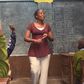 A teacher in a classroom in Kenya