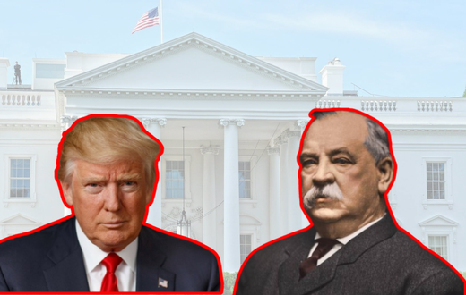 A collage of Grover Cleveland and Donald Trump