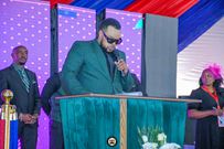 Hiram Gitau during Betty Bayo's funeral